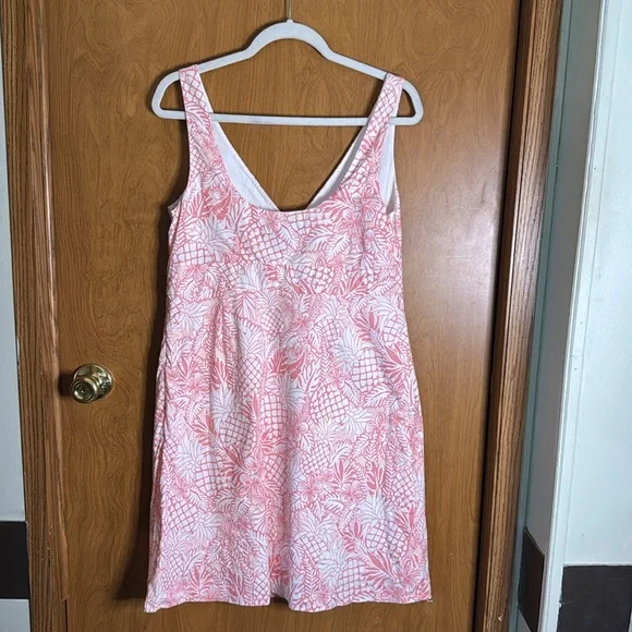 VINEYARD VINES SZ 12 WOMENS PINK/WHITE FLORAL SHEATH DRESS LINED SIDE ZIP - Picture 2 of 12